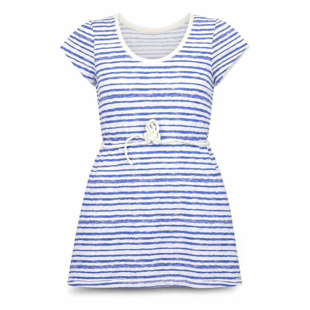 Marks and Spencer Womens Blue Striped Cotton A-Line Size 14 Scoop Neck Pullover