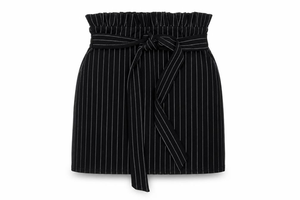I SAW IT FIRST Womens Black Striped Polyester Mini Skirt Size 8