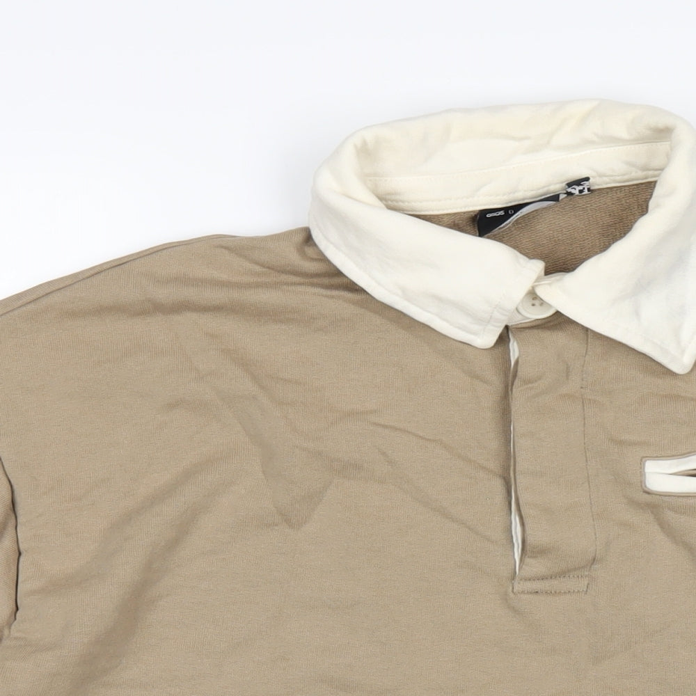 ASOS Womens Brown Cotton Pullover Sweatshirt Size M Button