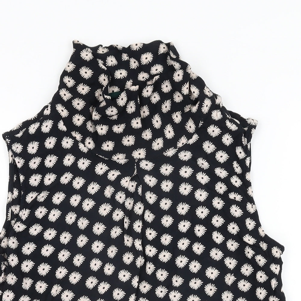 Kew 159 Womens Black Floral Viscose Basic T-Shirt Size M High Neck
