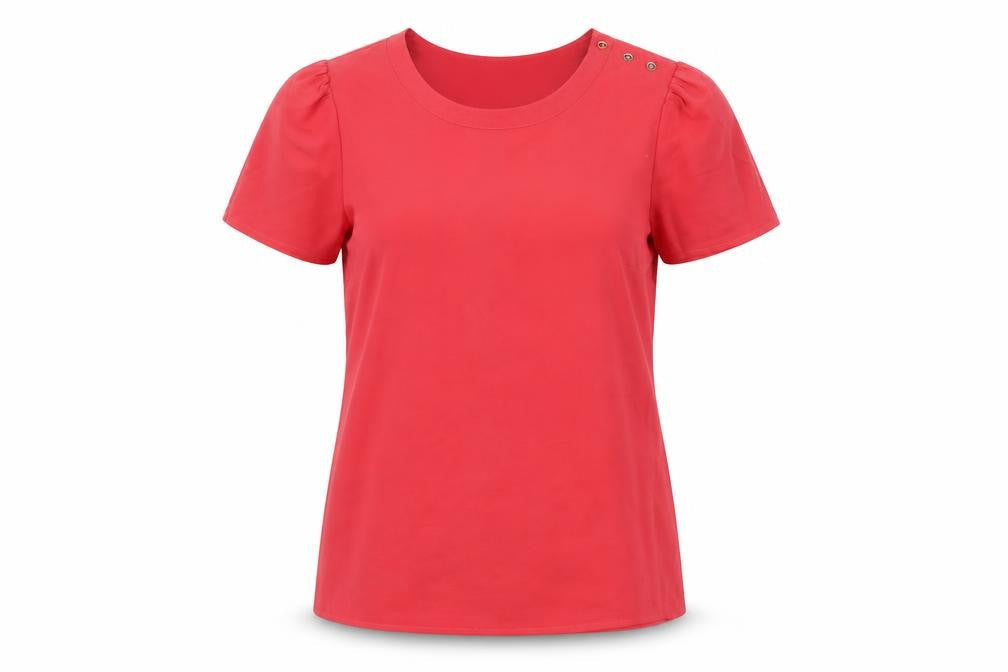 Oasis Womens Red Polyester Basic T-Shirt Size 12 Round Neck
