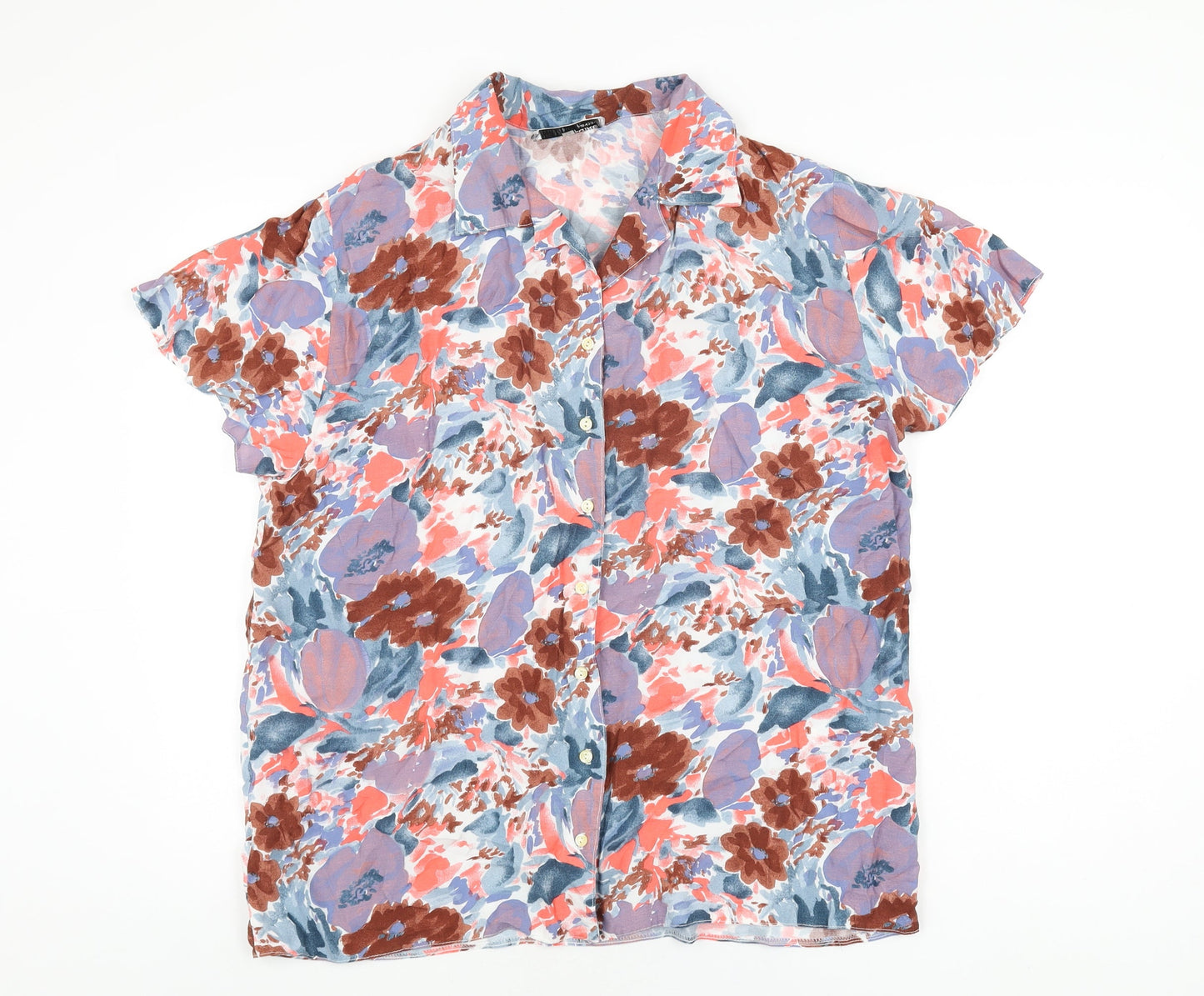 Savoir Faire Womens Multicoloured Geometric Viscose Basic Button-Up Size 14 Collared