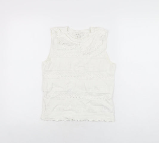 Apricot Womens White Viscose Basic T-Shirt Size 10 Round Neck