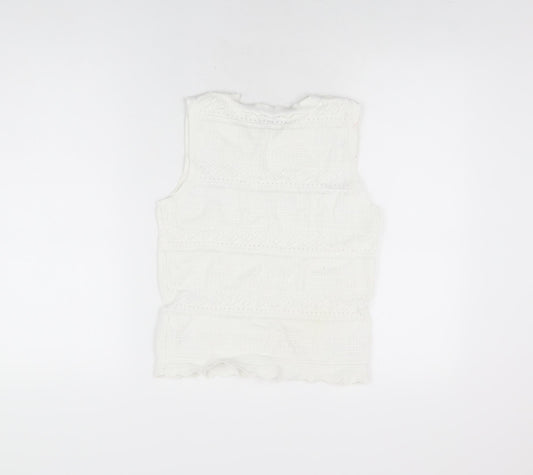 Apricot Womens White Viscose Basic T-Shirt Size 10 Round Neck