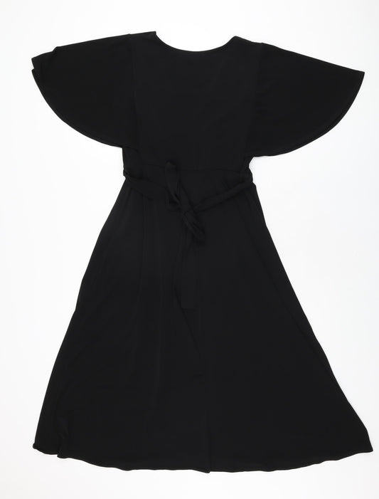 Joanna Hope Womens Black Polyester A-Line Size 12 V-Neck Pullover