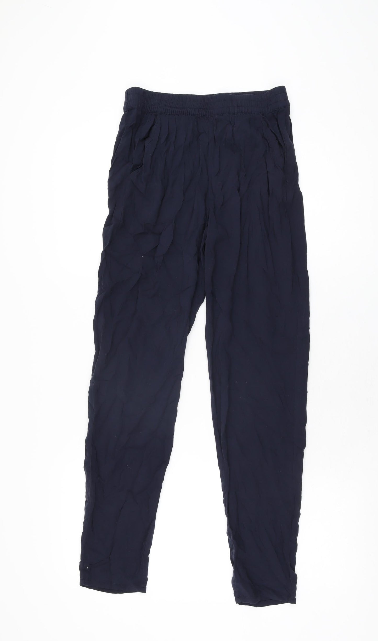 H&M Womens Blue Viscose Trousers Size 4 L28.5 in Regular