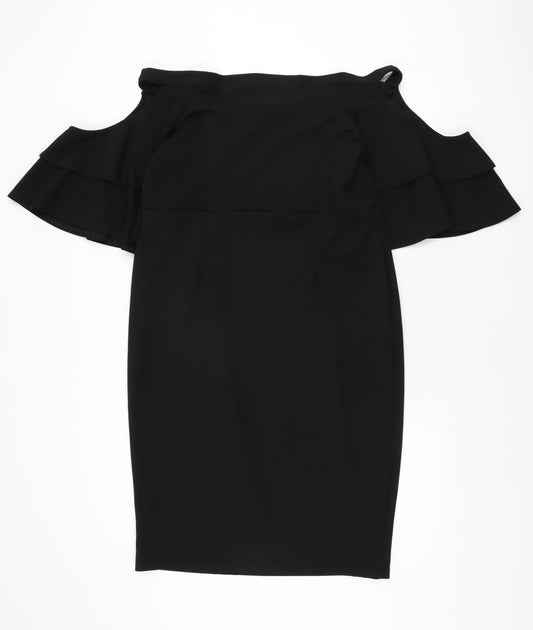 Lost Ink Womens Black Polyester Shift Size 18 Off the Shoulder Pullover
