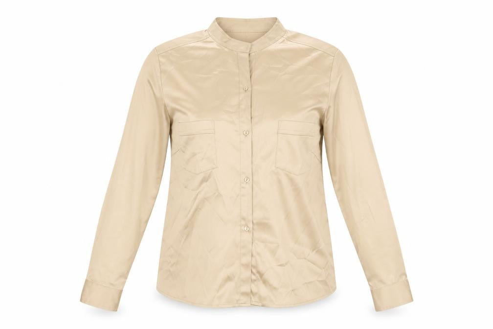 Yfn Collection Womens Gold Polyester Basic Button-Up Size 14 V-Neck