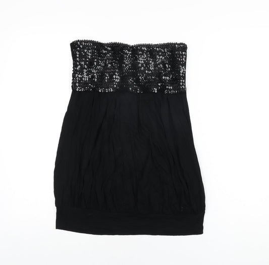 Therapy Womens Black Viscose Basic T-Shirt Size 12 Off the Shoulder - Sequins