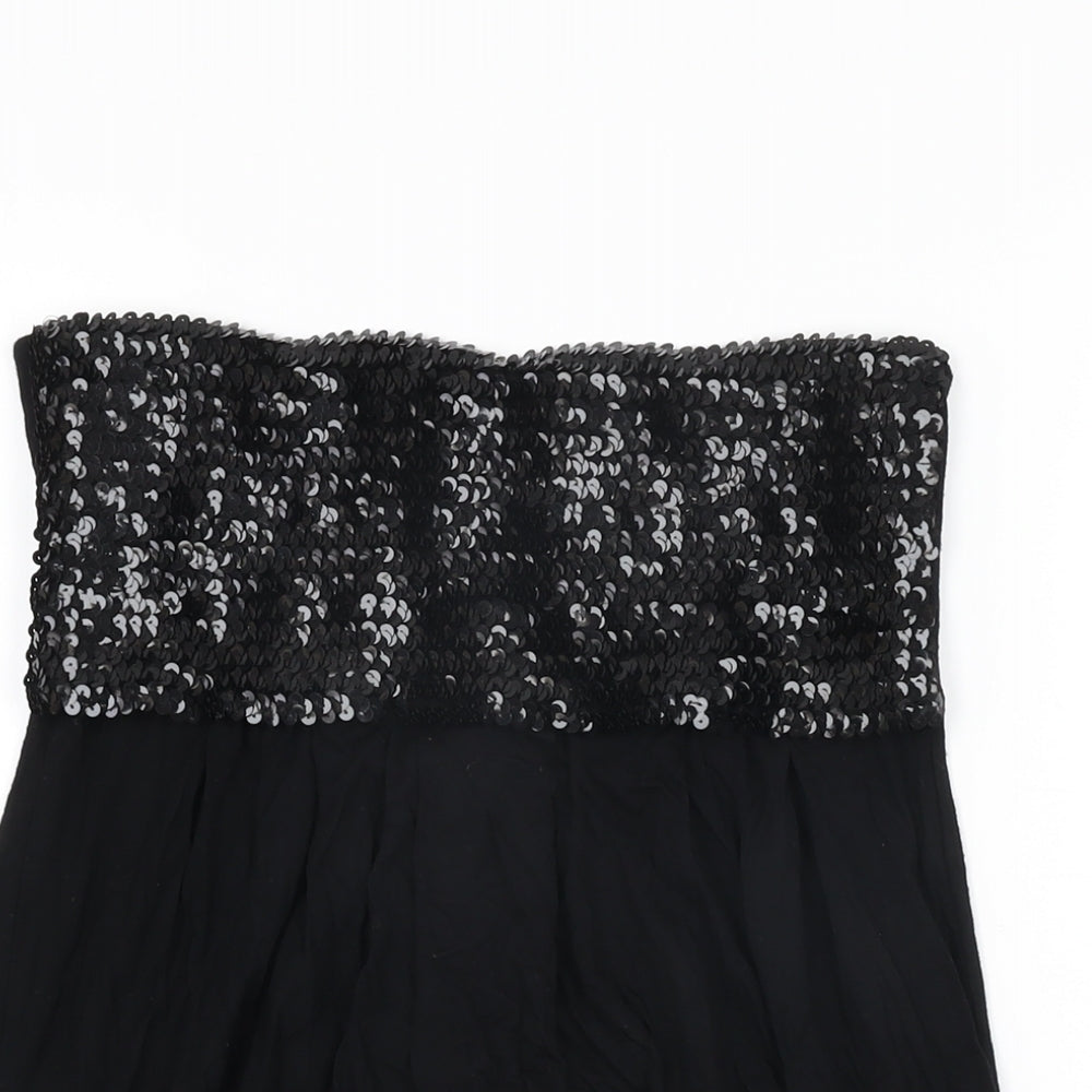 Therapy Womens Black Viscose Basic T-Shirt Size 12 Off the Shoulder - Sequins