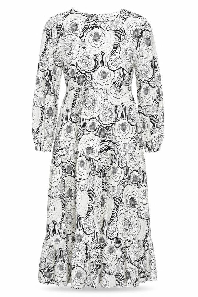 Marks and Spencer Womens White Floral Polyester Maxi Size 10 V-Neck Pullover