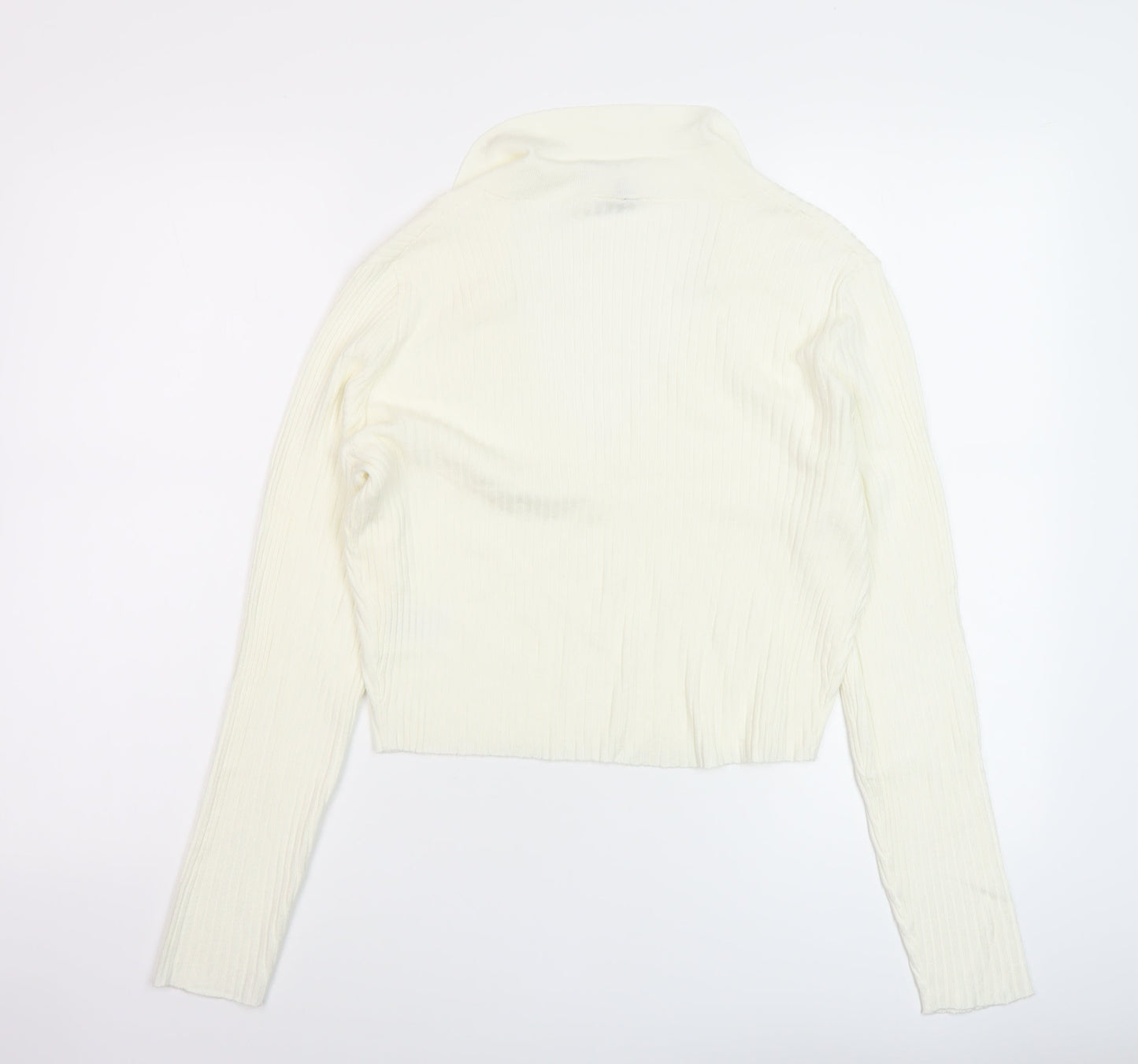 H&M Womens Ivory V-Neck Viscose Pullover Jumper Size L