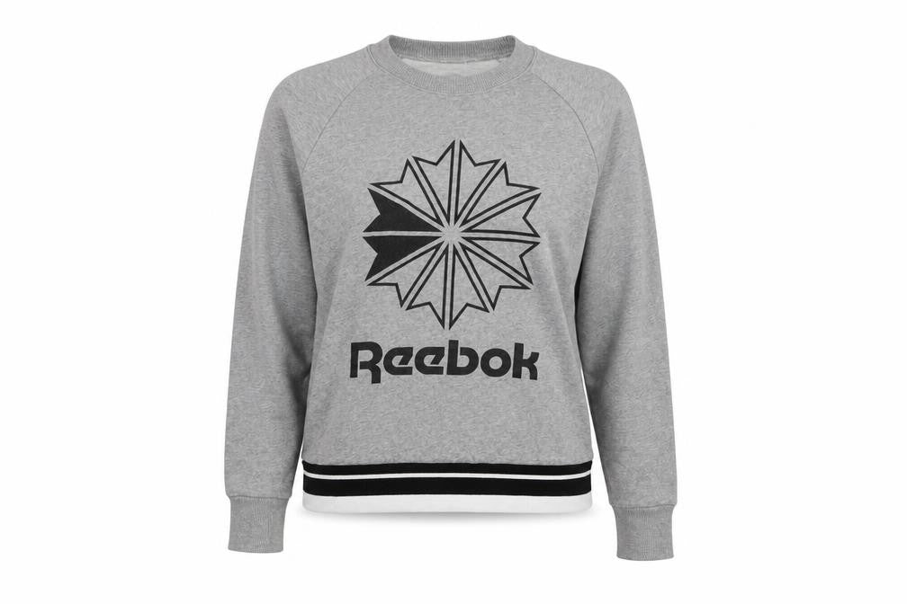 Womens UK M Regular Reebok Grey Pullover Sweatshirt