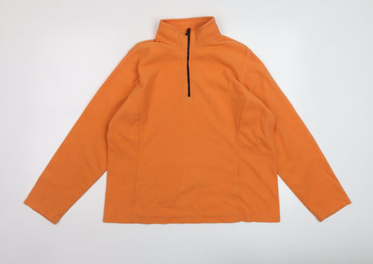 Land's End Womens Orange Polyester Pullover Sweatshirt Size 10 Zip