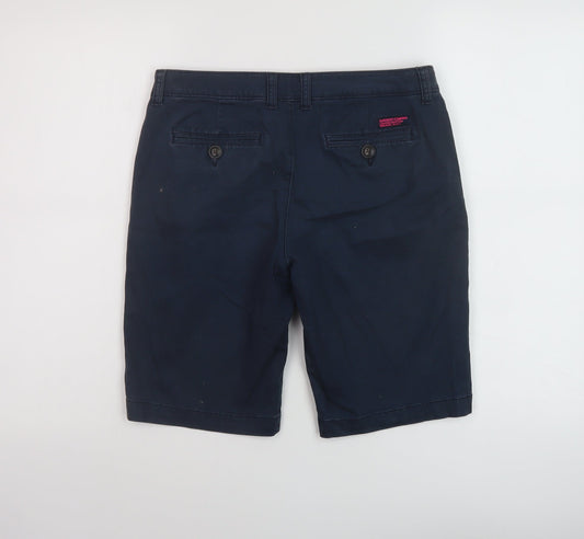 Suprdry Womens Blue Cotton Chino Shorts Size XS L10 in Regular Button