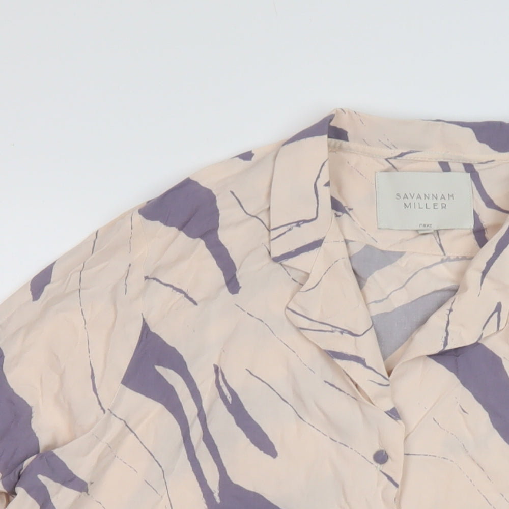 NEXT Womens Pink Geometric Viscose Basic Blouse Size 16 V-Neck