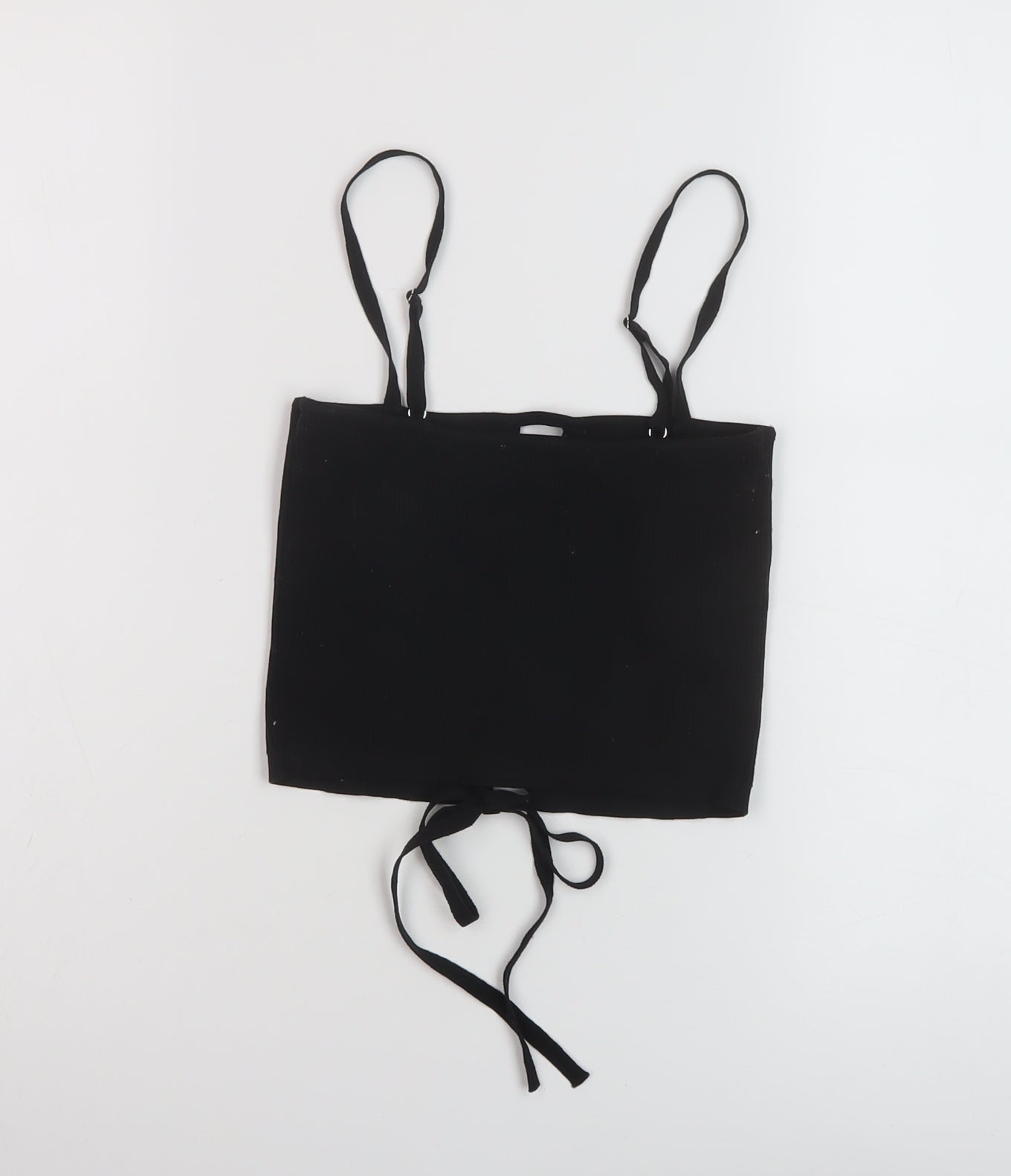 Bershka Womens Black Polyamide Cropped Tank Size M Square Neck