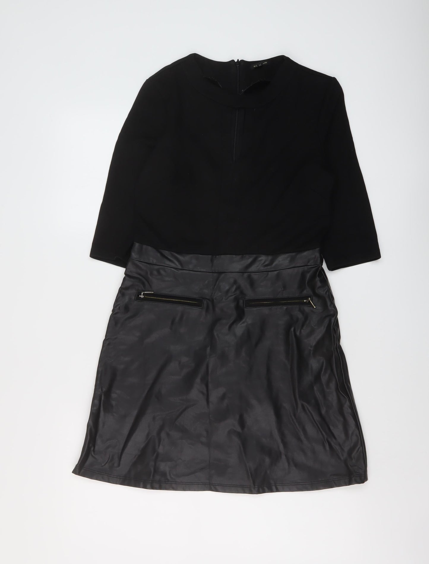 River Island Womens Black Viscose Mini Size 8 Round Neck Zip