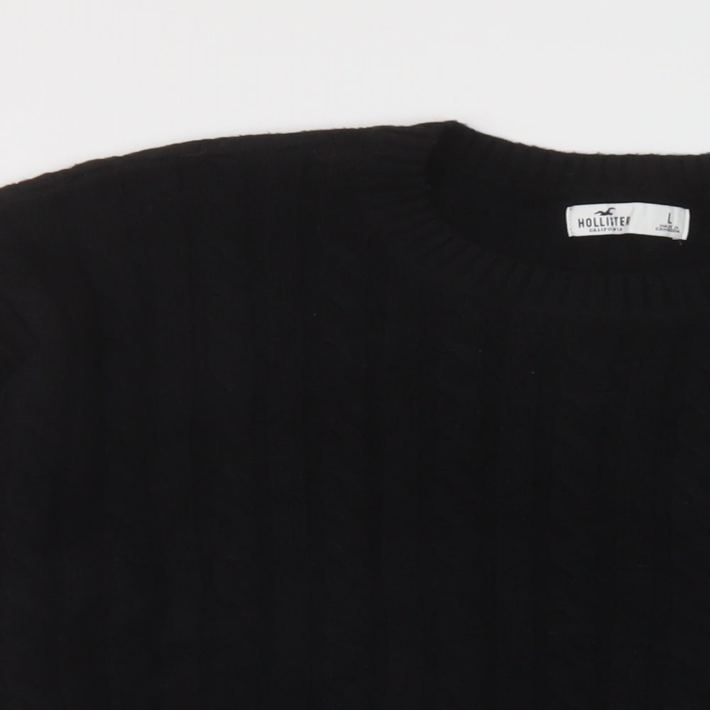 Hollister Womens Black Crew Neck Polyester Pullover Jumper Size L
