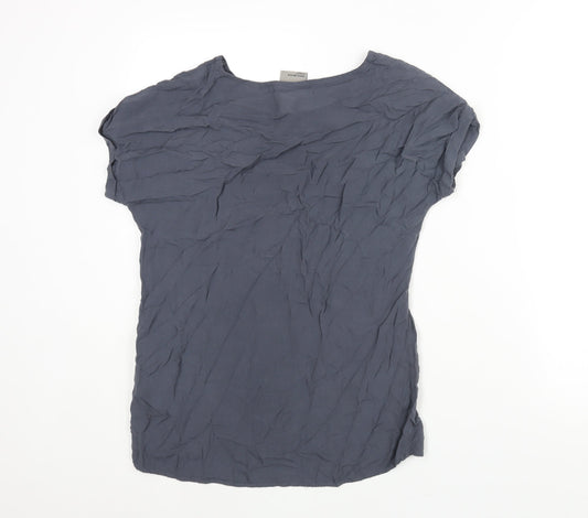 VERO MODA Womens Grey Viscose Basic Blouse Size S Round Neck