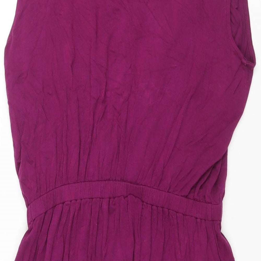 Marks and Spencer Womens Purple Viscose Wrap Dress Size 14 V-Neck Pullover