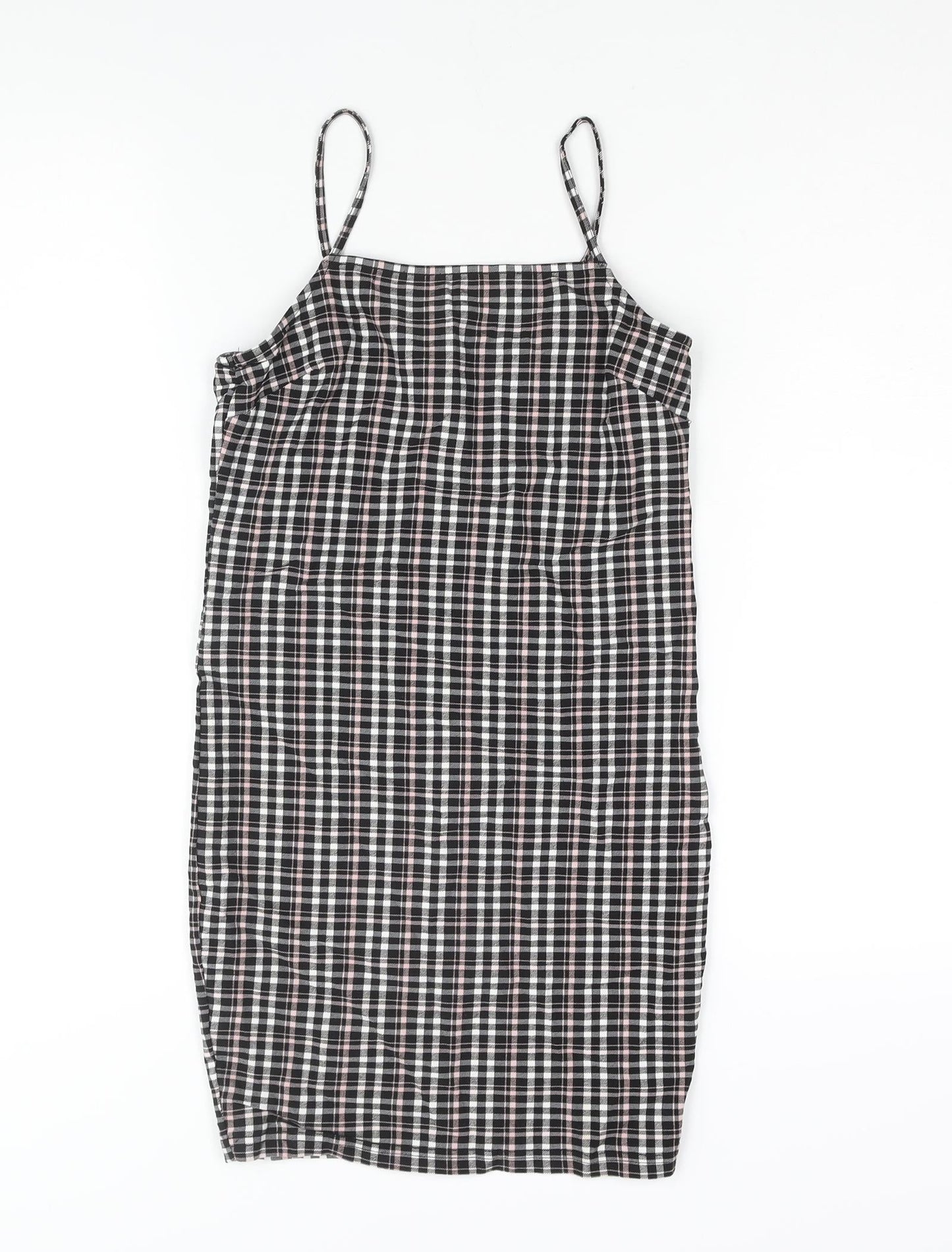 New Look Girls Black Check Polyester Shift Size 10-11 Years Square Neck Pullover