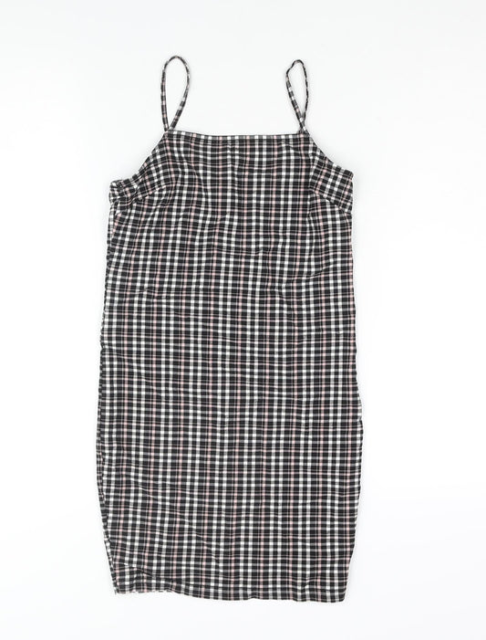 New Look Girls Black Check Polyester Shift Size 10-11 Years Square Neck Pullover