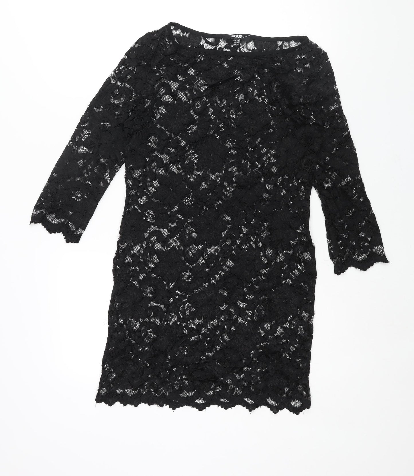 ASOS Womens Black Polyester Mini Size 14 Round Neck Pullover - Semi Sheer