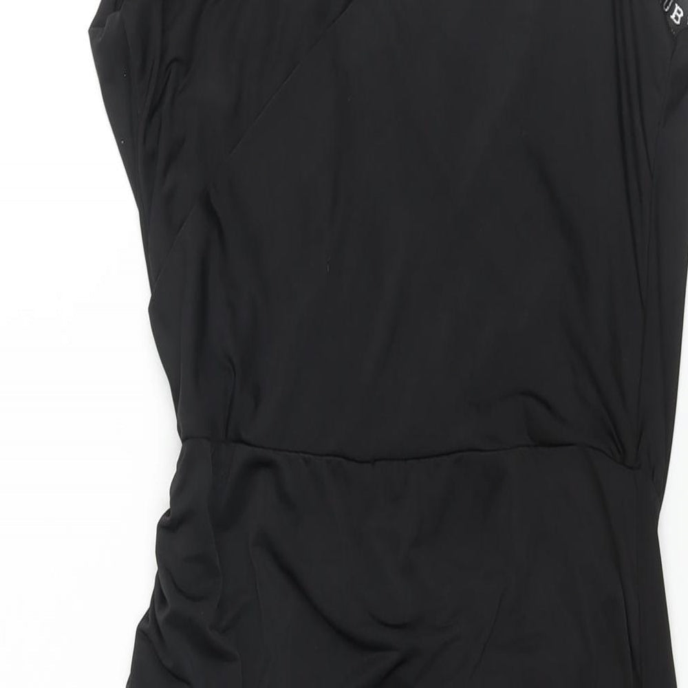 Club L Womens Black Polyester Wrap Dress Size 10 V-Neck Pullover - Cowl Back