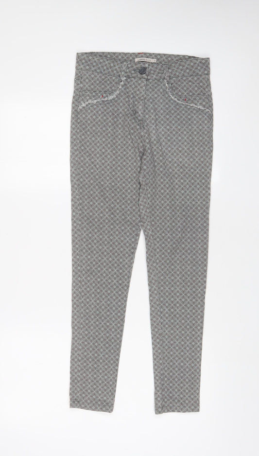Logo Womens Grey Geometric Cotton Skinny Jeans Size 28 in L26 in Regular Zip