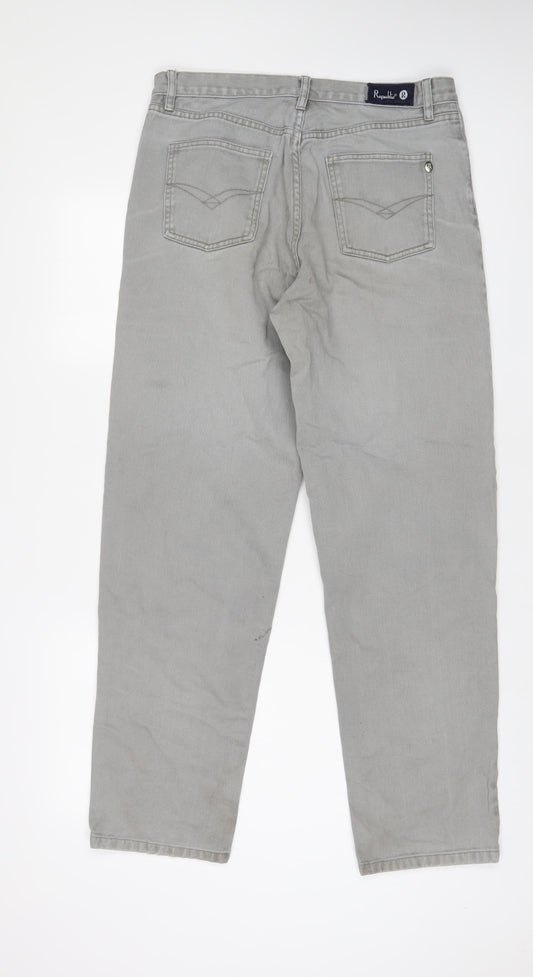 Republic Mens Grey Cotton Straight Jeans Size 32 in L31 in Regular Button