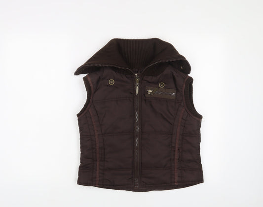 Moto Womens Brown Gilet Jacket Size 14 Zip