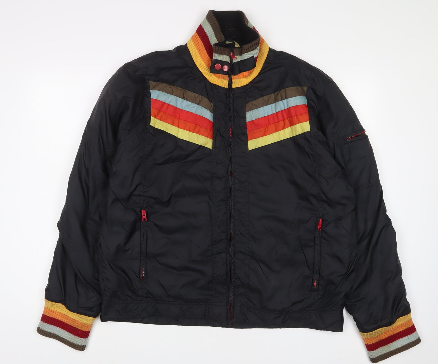 Unstable Womens Black Striped Jacket Size L Zip - Zip Pockets