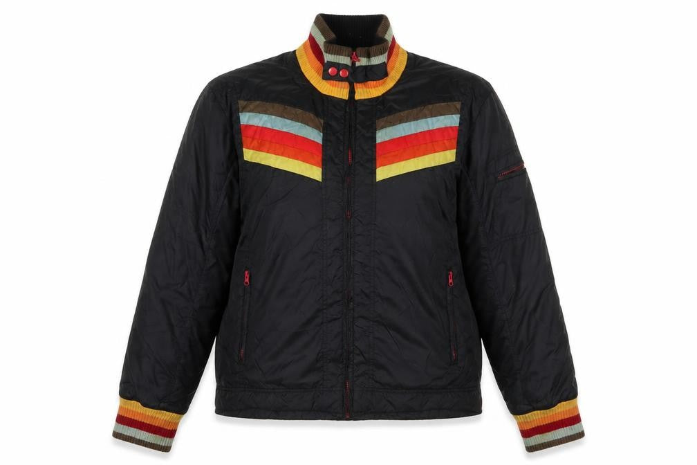 Unstable Womens Black Striped Jacket Size L Zip - Zip Pockets
