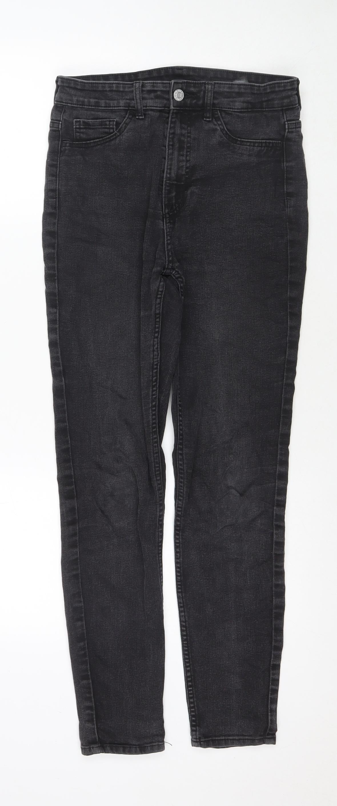H&M Womens Black Cotton Jegging Jeans Size S L26 in Regular Zip