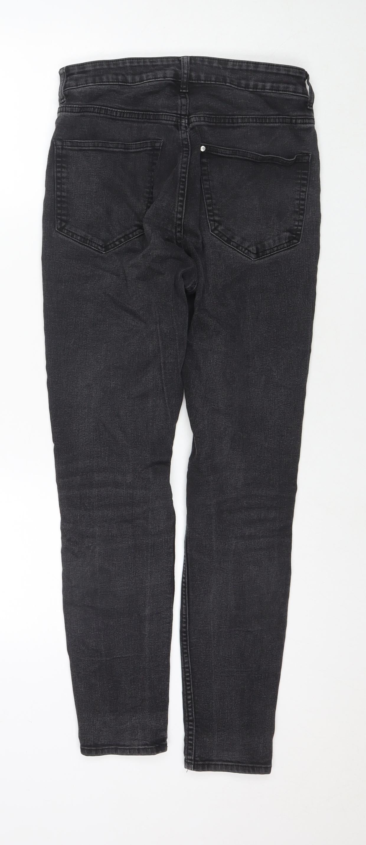 H&M Womens Black Cotton Jegging Jeans Size S L26 in Regular Zip