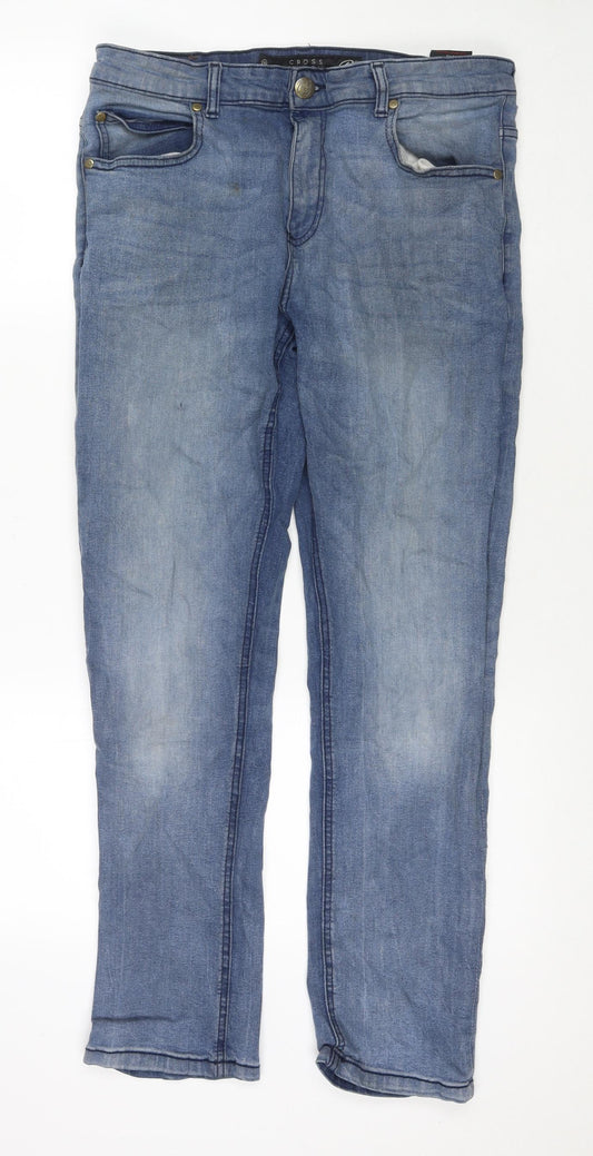 Crosshatch Mens Blue Cotton Straight Jeans Size 34 in L30 in Regular Zip