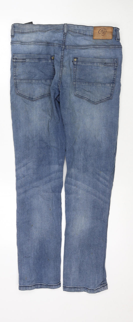Crosshatch Mens Blue Cotton Straight Jeans Size 34 in L30 in Regular Zip