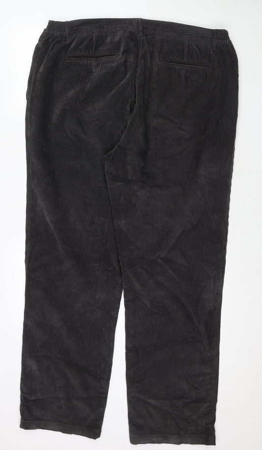 Charcoal Mens Grey Cotton Trousers Size 42 in L32 in Regular Zip