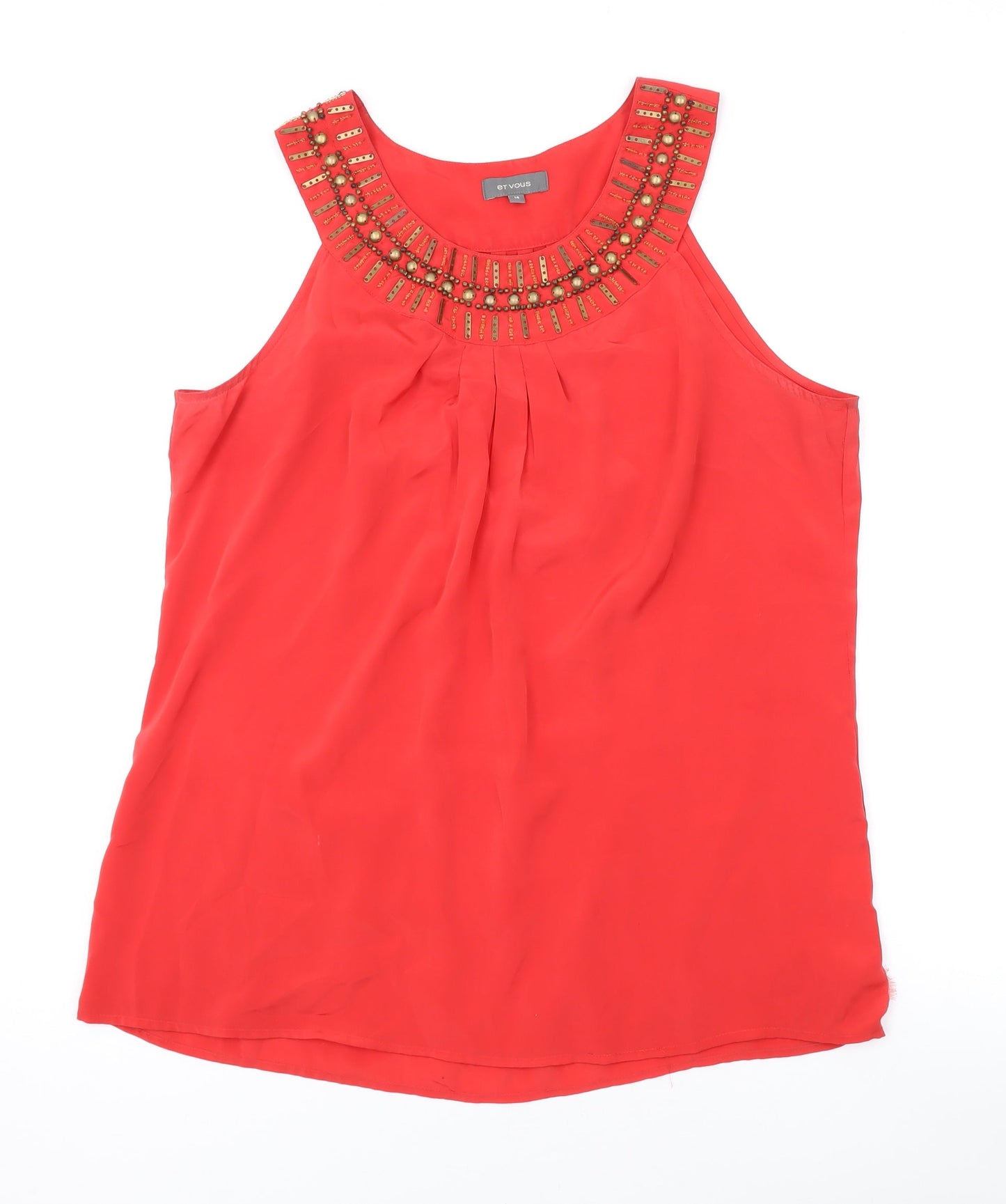 Et Vous Womens Pink Polyester Basic Tank Size 14 Scoop Neck