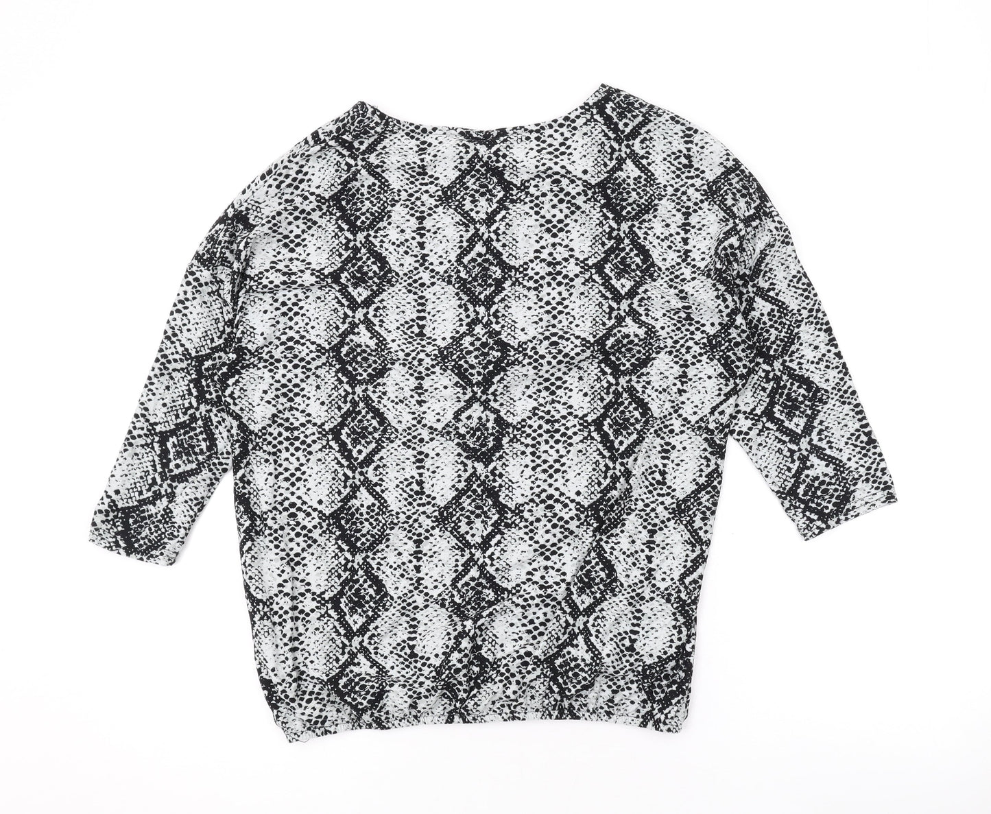 Intuition Womens Grey Animal Print Polyester Basic Blouse Size 8 Scoop Neck