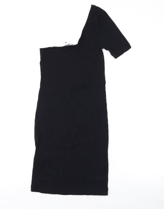 Zara Womens Black Polyamide Bodycon Size S Off the Shoulder Pullover