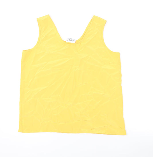 Paul Separates Womens Yellow Polyester Basic Tank Size 16 Scoop Neck