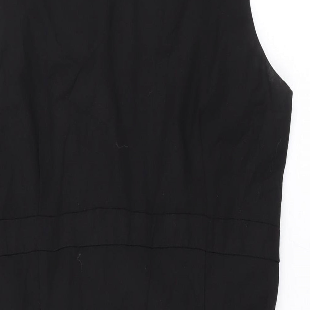 Oasis Womens Black Polyester Pencil Dress Size 12 Round Neck Zip