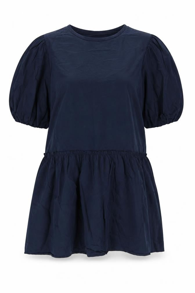 Zara Womens Blue Cotton A-Line Size L Round Neck Pullover