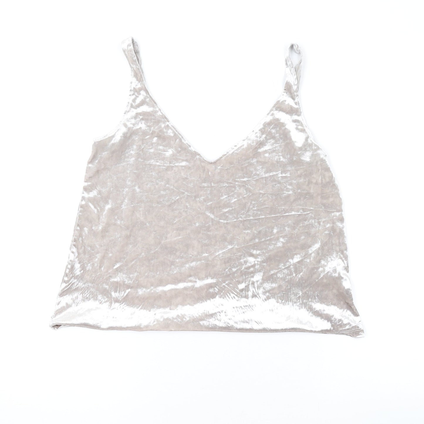 H&M Womens Silver Polyester Basic Tank Size S V-Neck