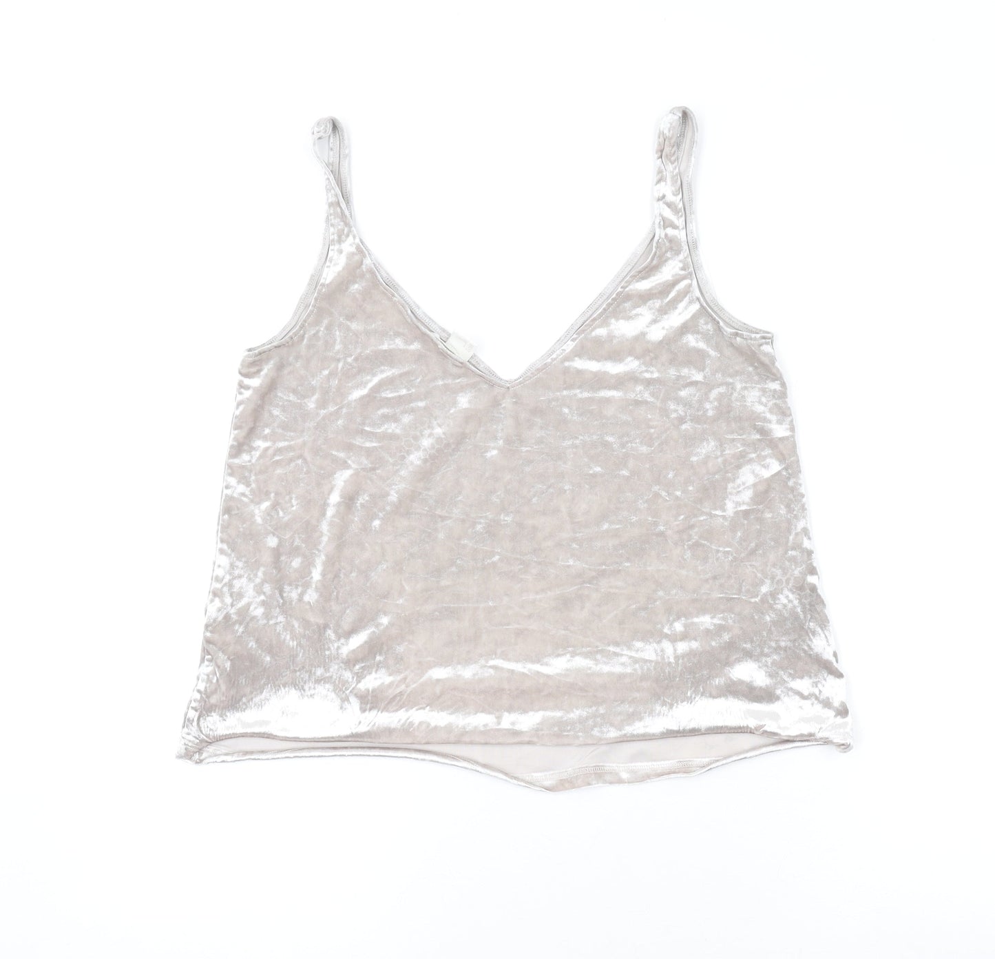 H&M Womens Silver Polyester Basic Tank Size S V-Neck
