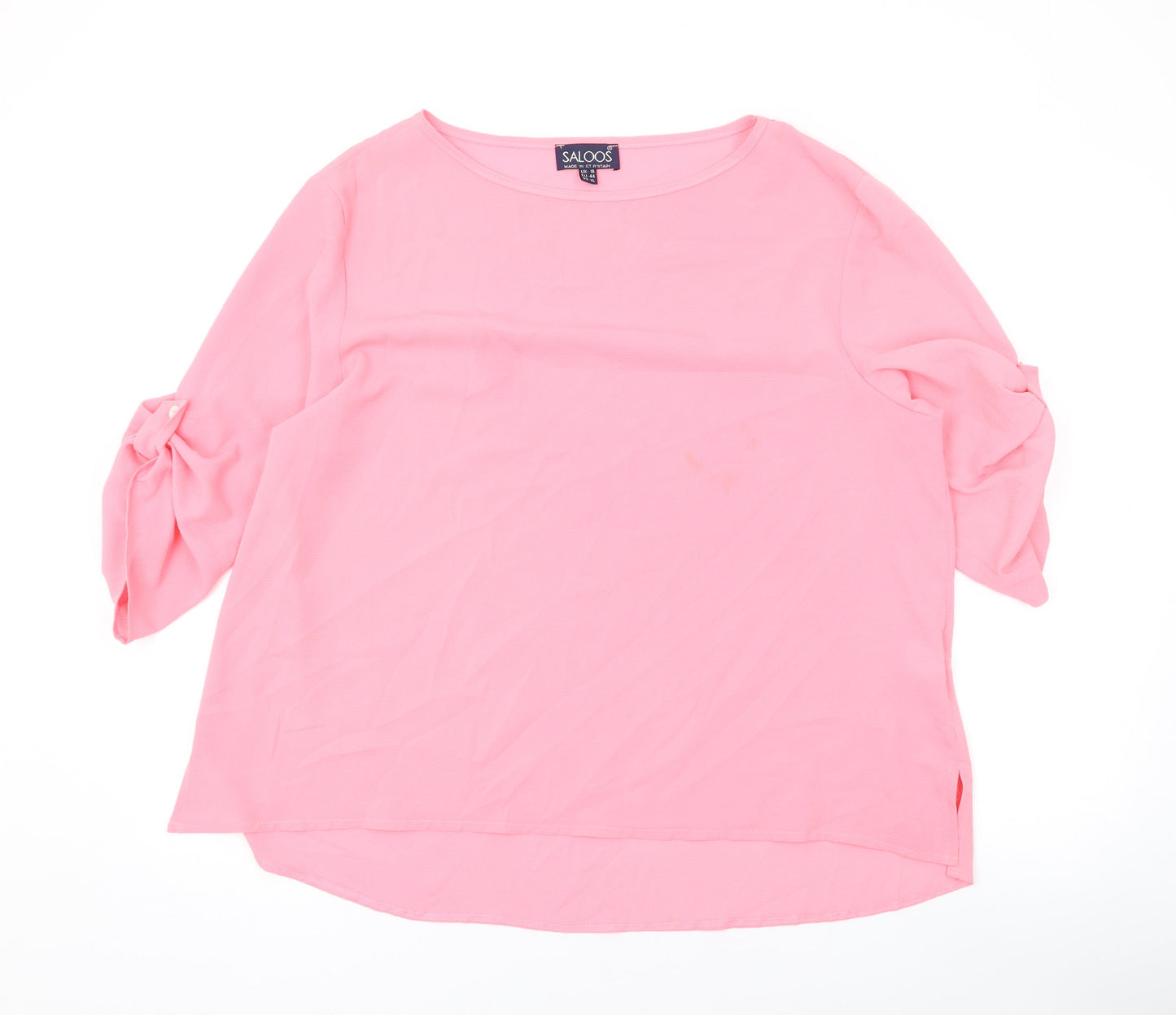 Saloos Womens Pink Polyester Basic Blouse Size 18 Round Neck