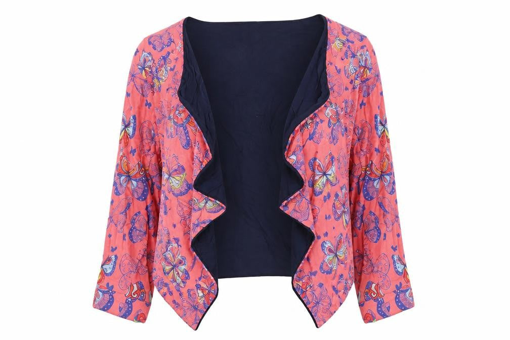 Yumi Womens Pink V-Neck Geometric Viscose Shrug Jumper Size 12