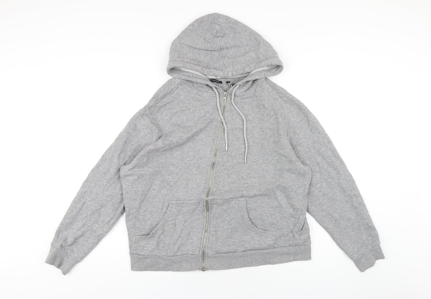 ASOS Womens Grey Cotton Full Zip Hoodie Size 10 Zip
